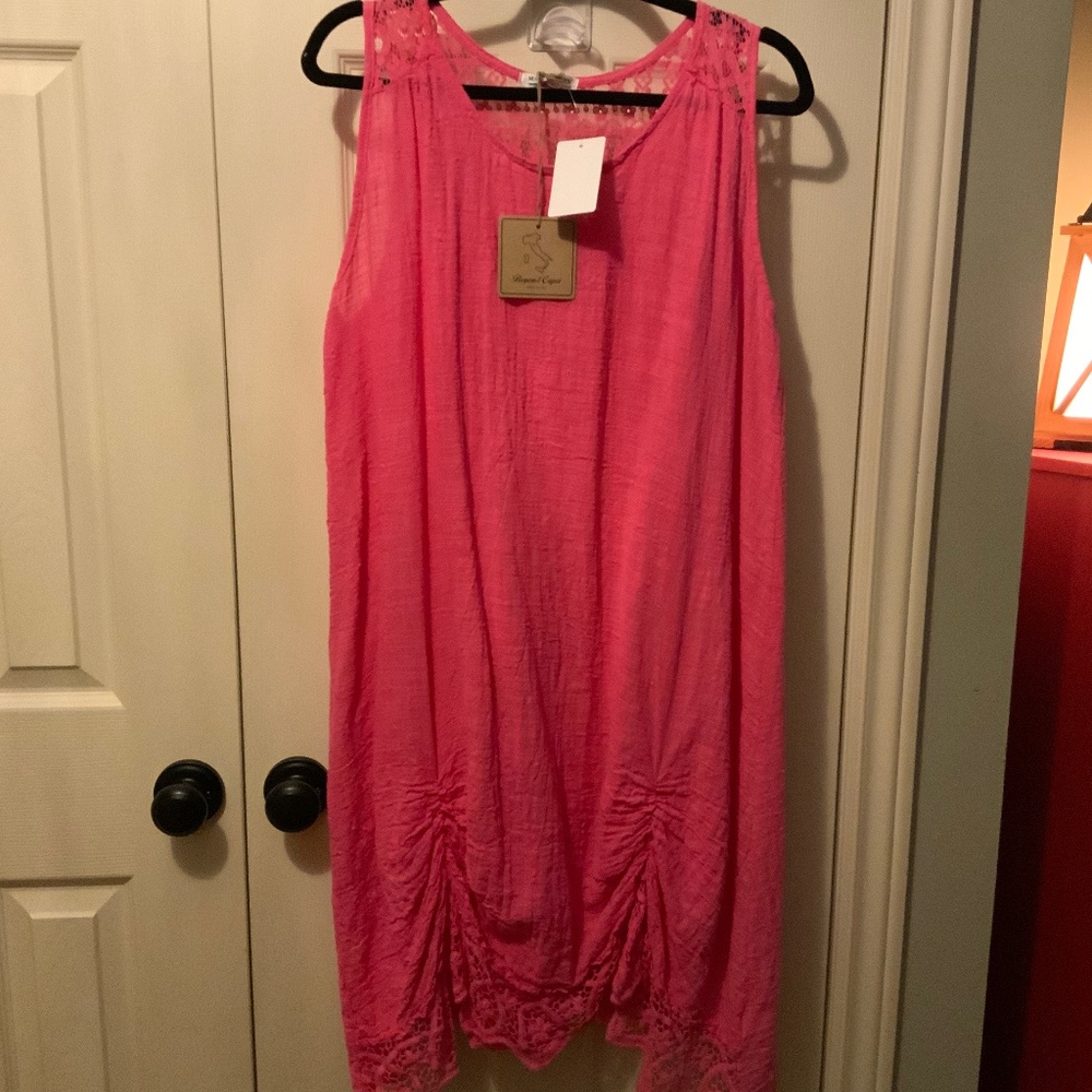New Ladies Pretty Pink Summer Sleeveless Dress